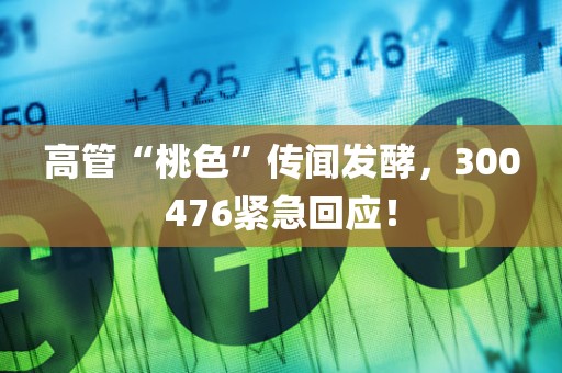 高管“桃色	”传闻发酵	，300476紧急回应！