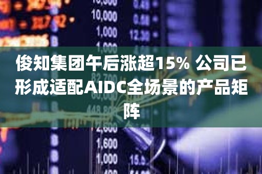 俊知集团午后涨超15% 公司已形成适配AIDC全场景的产品矩阵