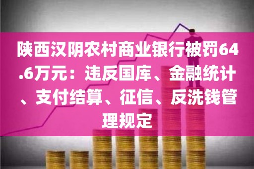 陕西汉阴农村商业银行被罚64.6万元：违反国库、金融统计、支付结算	、征信、反洗钱管理规定