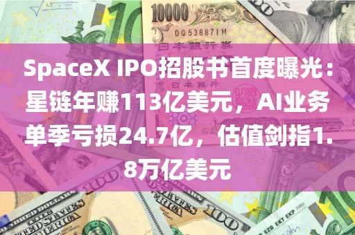 SpaceX IPO招股书首度曝光:星链年赚113亿美元,AI业务单季亏损24.7亿,估值剑指1.8万亿美元