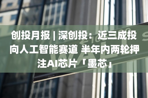 创投月报 | 深创投：近三成投向人工智能赛道 半年内两轮押注AI芯片「墨芯」