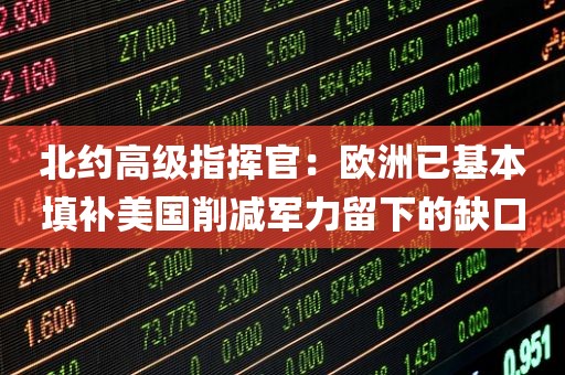北约高级指挥官：欧洲已基本填补美国削减军力留下的缺口
