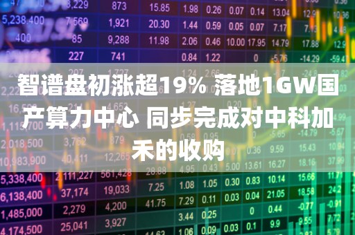 智谱盘初涨超19% 落地1GW国产算力中心 同步完成对中科加禾的收购 智谱盘初涨超19% 落地1GW国产算力中心 同步完成对中科加禾的收购
