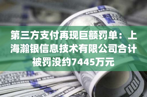 第三方支付再现巨额罚单：上海瀚银信息技术有限公司合计被罚没约7445万元