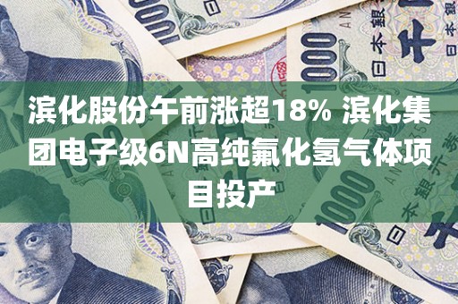 滨化股份午前涨超18% 滨化集团电子级6N高纯氟化氢气体项目投产 滨化股份午前涨超18% 滨化集团电子级6N高纯氟化氢气体项目投产